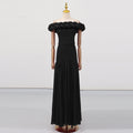 Pure Black Ball Gown High-End Formal Dress Women's Summer Strapless Waist-Cut Top Long Skirt Unique Set