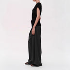 Simple Layered Design Deep V-Neck Short Sleeve T-Shirt Slim Fit Collarbone Revealing Top