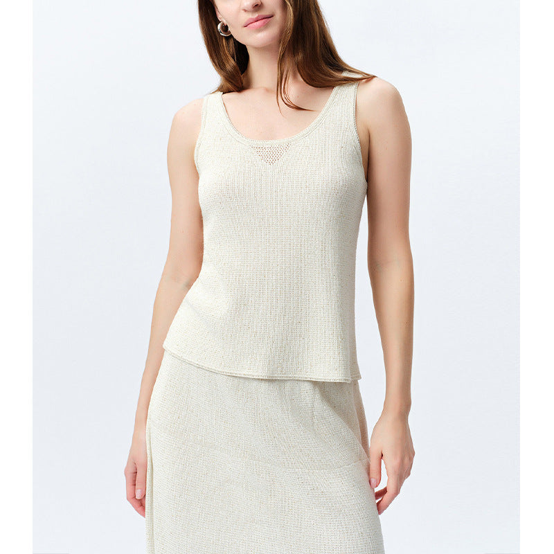Elegante Knit Strap Top for Women, Casual and Charming, Simple Sleeveless Blouse