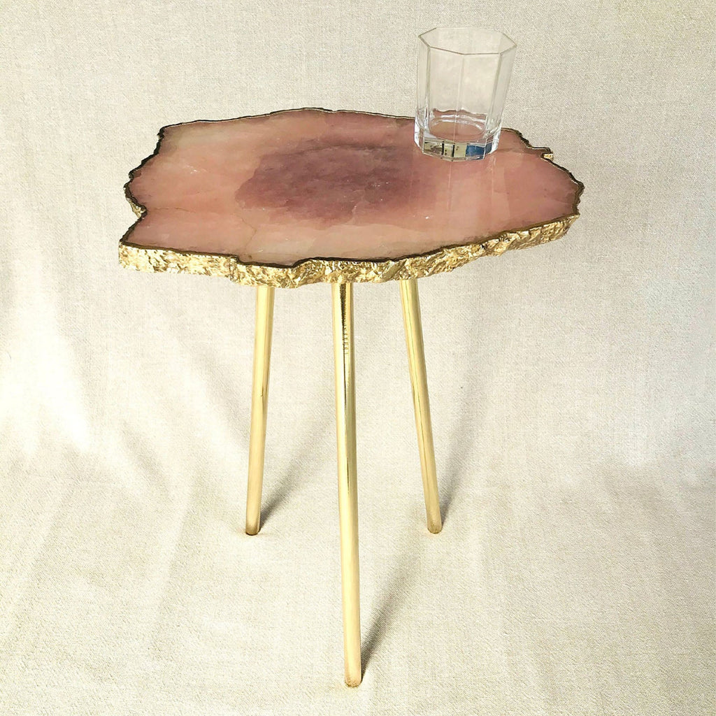 Small Rose Quartz Agate/Single Piece/Crystal/Gemstone/Quartz Organic Edge Side/Drink/Table