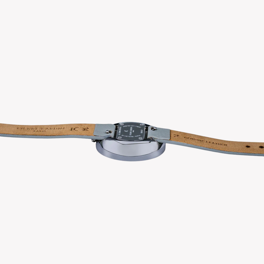 Pierre Cardin Women's Gray Leather Watch, Silver Case | Cma.0005