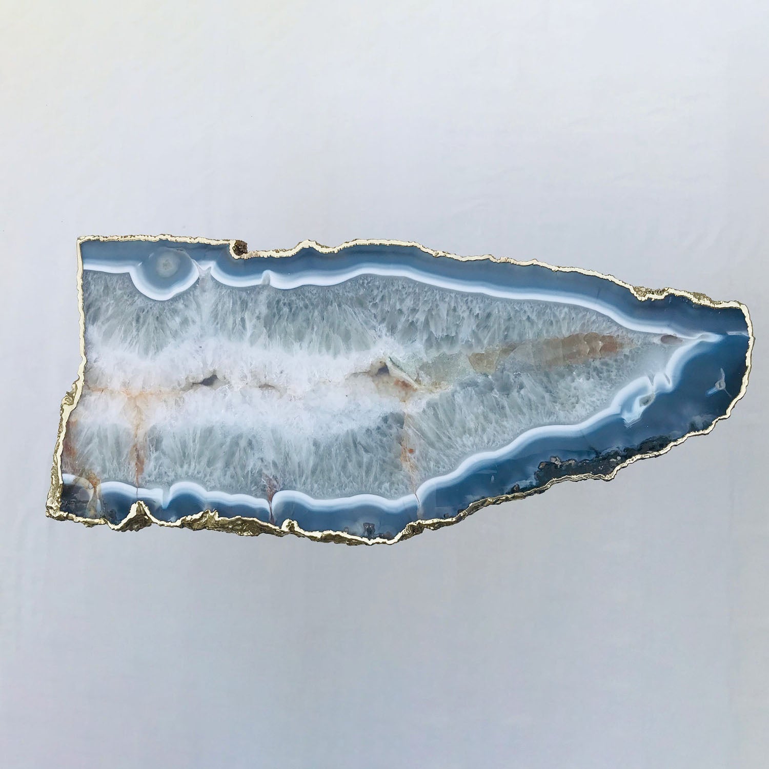 Large Grey Agate Single Piece Quartz/Gemstone/Crystal/Stone Organic Edge Side/Coffee Table