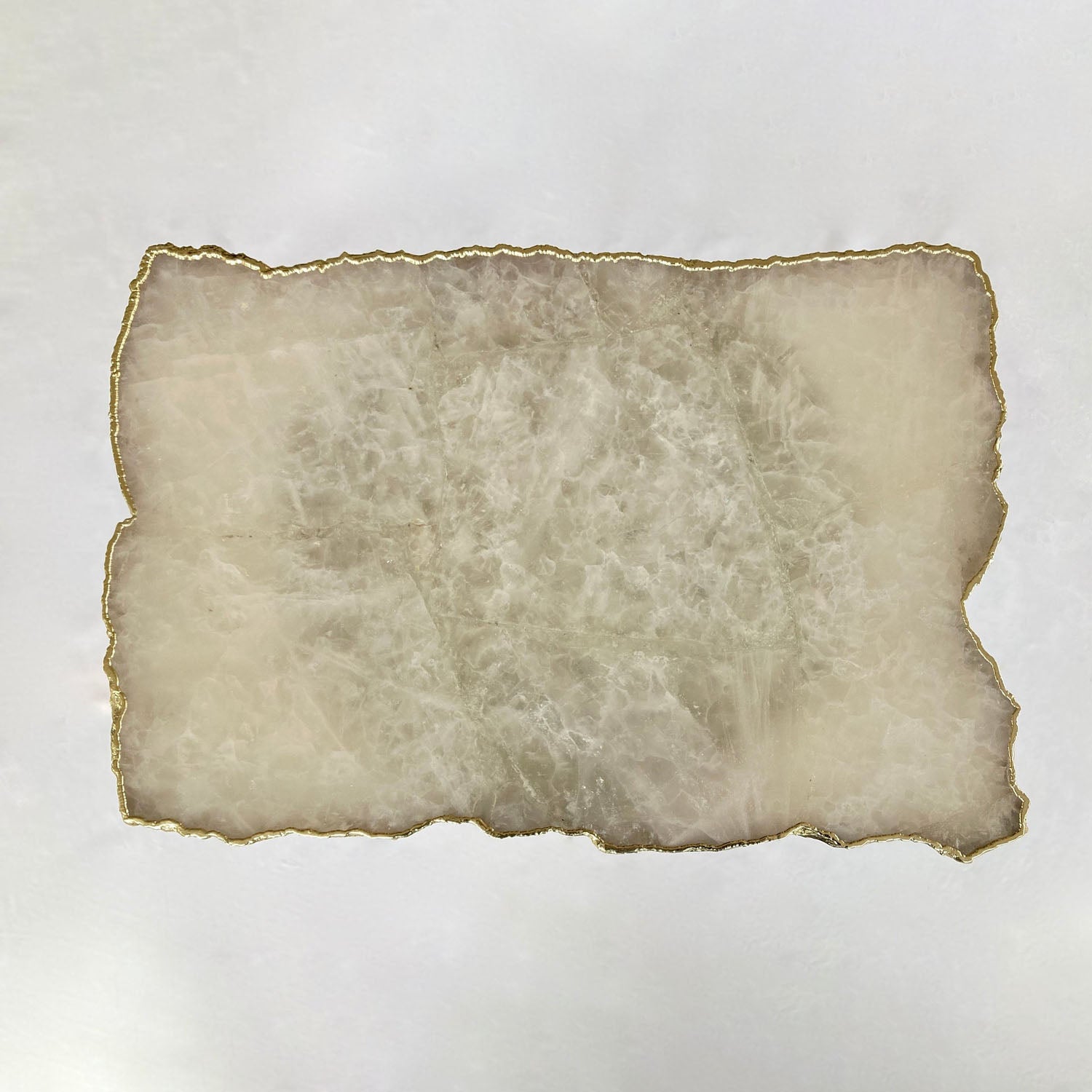 White Agate/Crystal/Gemstone/Quartz Organic Edge Side/Drink/Coffee Table