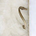 White Agate Serving Tray With Brass Handles | Square