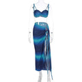 Women's Sleeveless Tie-Up Hollow-Out Beach Sexy Long Dress Set Backless Casual