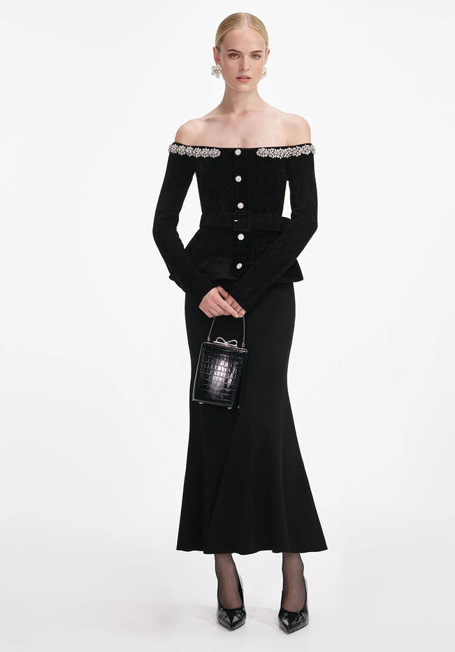 Rhinestone Velvet Dress