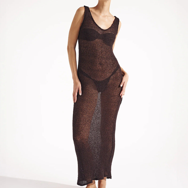 Sexy Beach Dress with Sheer Design and Bodycon Fit for Women