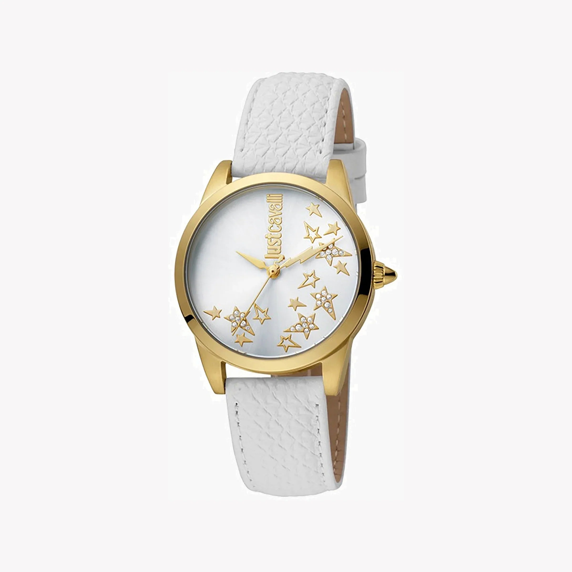 Just Cavalli Women's White Leather Watch, Silver Dial | Jc1l042l0025