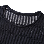 Comfortable Breathable Hollow-Out Sun Protection Top for Women, Lightweight Knit Short Sleeve T-Shirt Summer Style