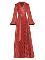 Women's Fashion Casual Pleated Slim Waist Royal Sister Pure Desire French Dress