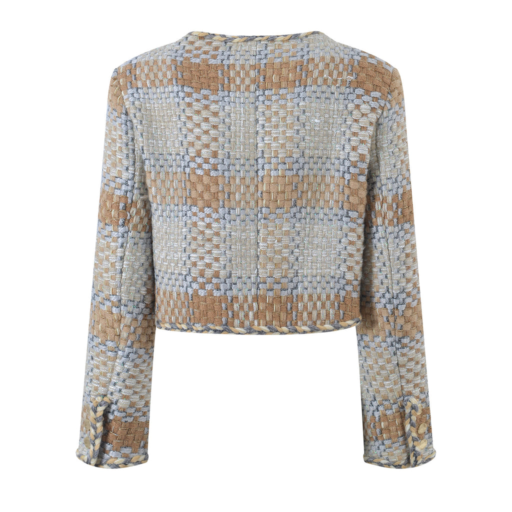 Korean Fashion Winter Jackets for Women  Elegant O-neck Woven Wool Coat Luxury High Quality