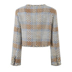 Korean Fashion Winter Jackets for Women  Elegant O-neck Woven Wool Coat Luxury High Quality