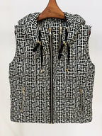 Newest Witner Fashion Designer Jacket Women's Sleeveless Monogram Printed Puffy Hooded Down Vest