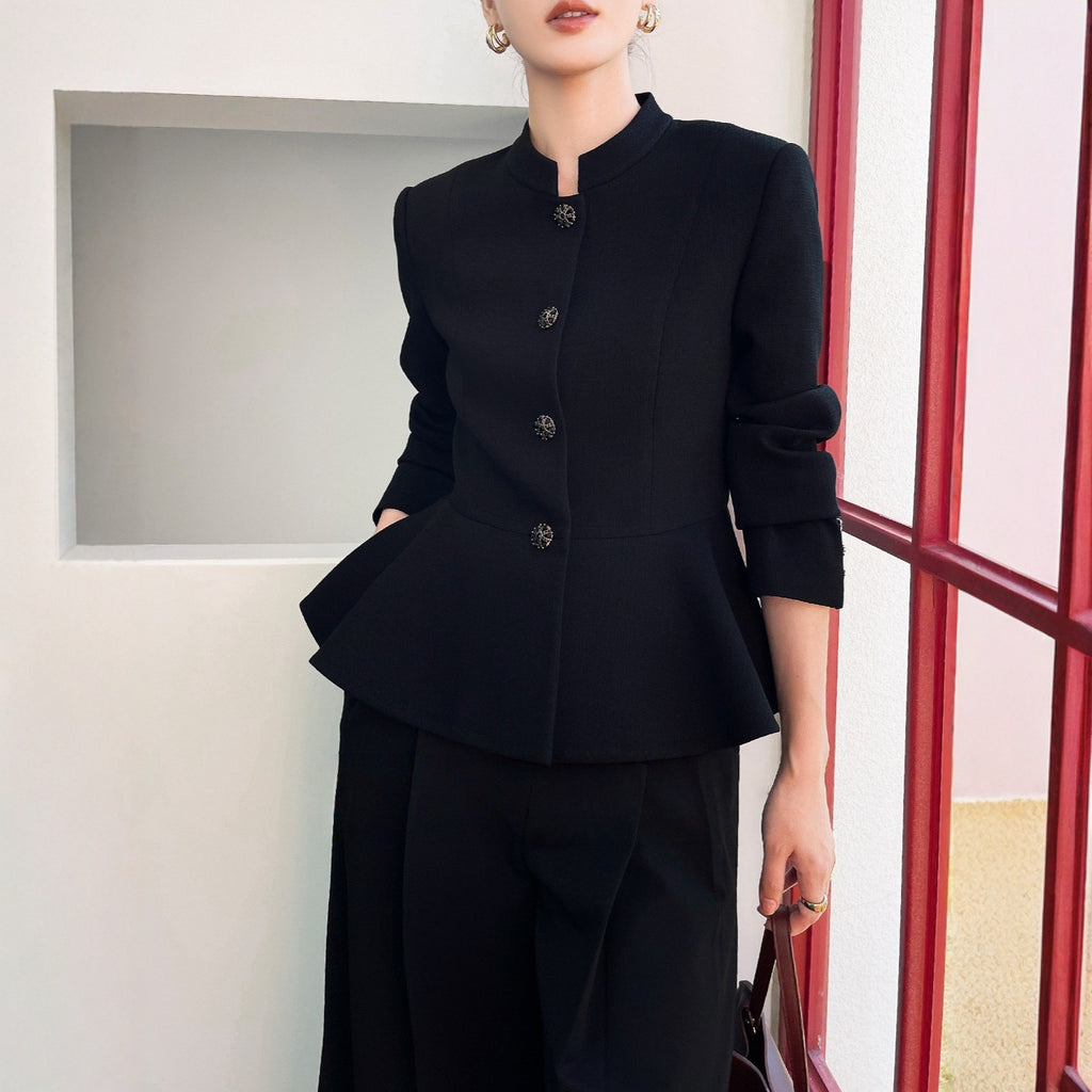 Spring New Black Blazer for Women, Multi-Season Stylish Lightweight Luxury Fitted Slimming Top