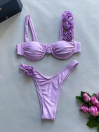 Flower split bikini swimsuit