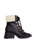 Cassia Black Calf Leather Combat Boots – 7.8cm Heel