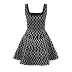 New niche design water ripple contrasting color waist slimming fashion suspender dress