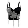 Luxury Rhinestone Flower Spicy Girl Sexy High-Grade Design Waist-Cinching Outer-Wearing Boned Bustier
