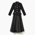 Elegant Satin Patchwork Rhinestone Button Formal Evening Dress Gown