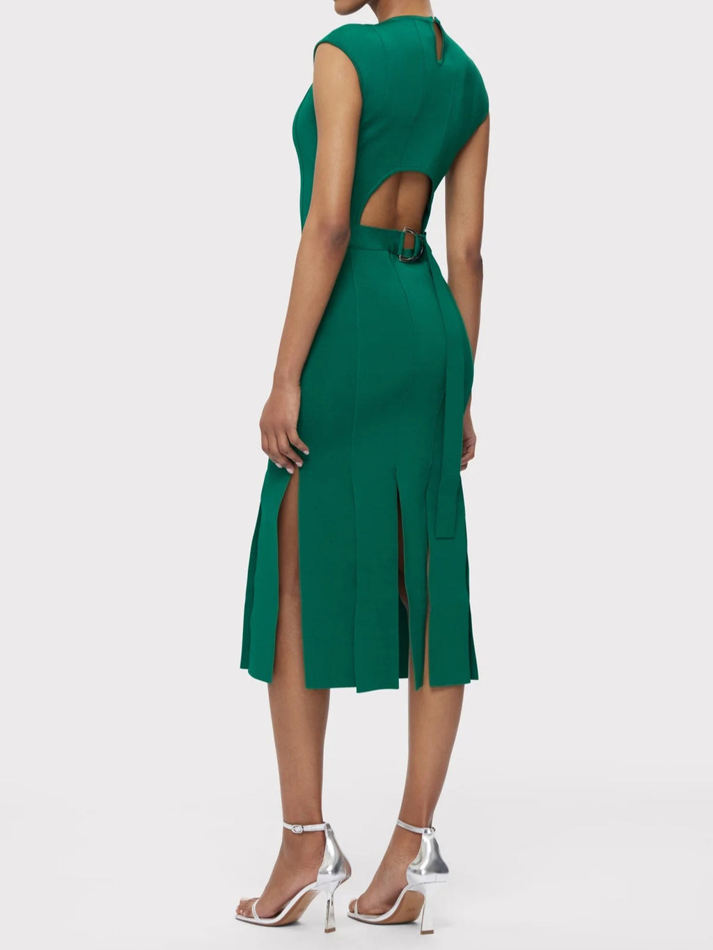 European and American green hollow out sexy belt bandage dress high-end party dress evening gown