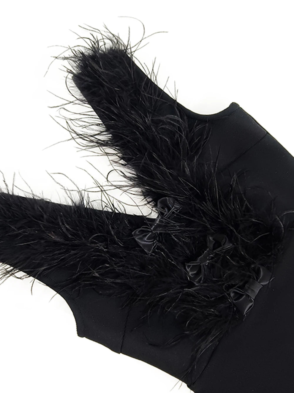 Women's High-end Light-luxury and Niche Bowtie Ostrich Hair Bandage Dress for Special Occasions