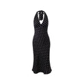 Polka print strap neck bag hip skirt dress