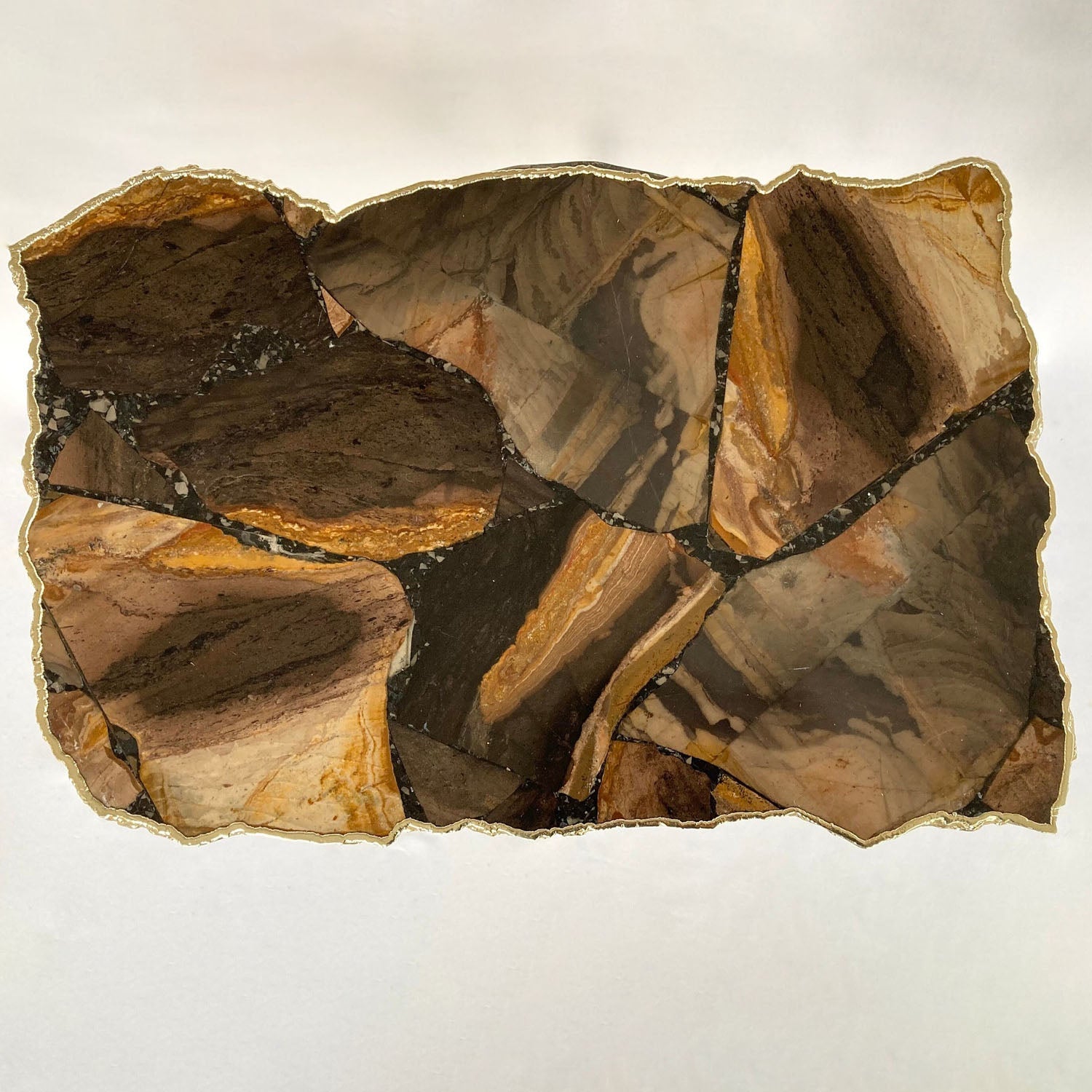 Brown Agate/Crystal/Gemstone/Quartz Organic Edge Side/Drink/Coffee Table