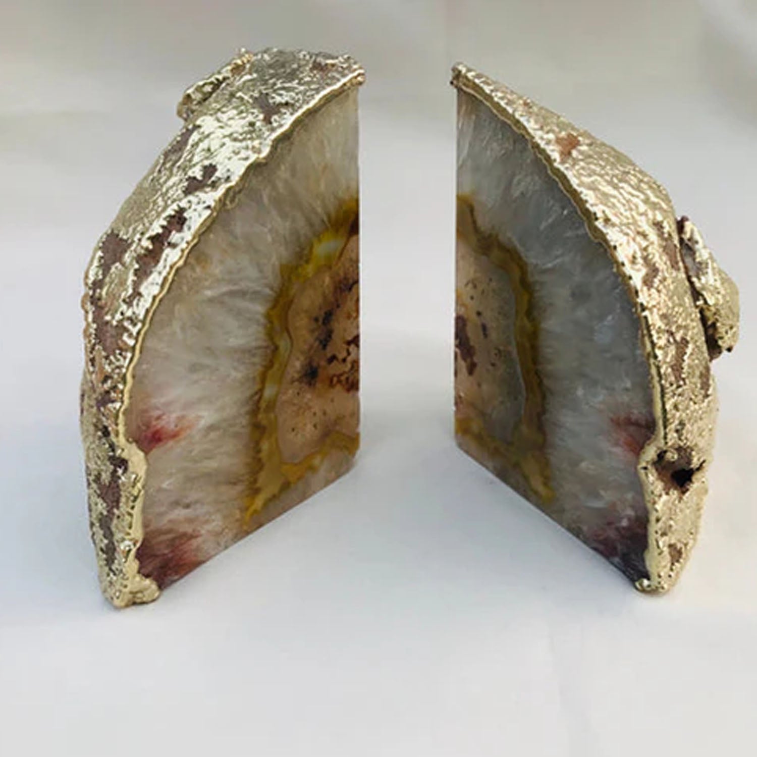 Natural Clear Plated Agate Bookends