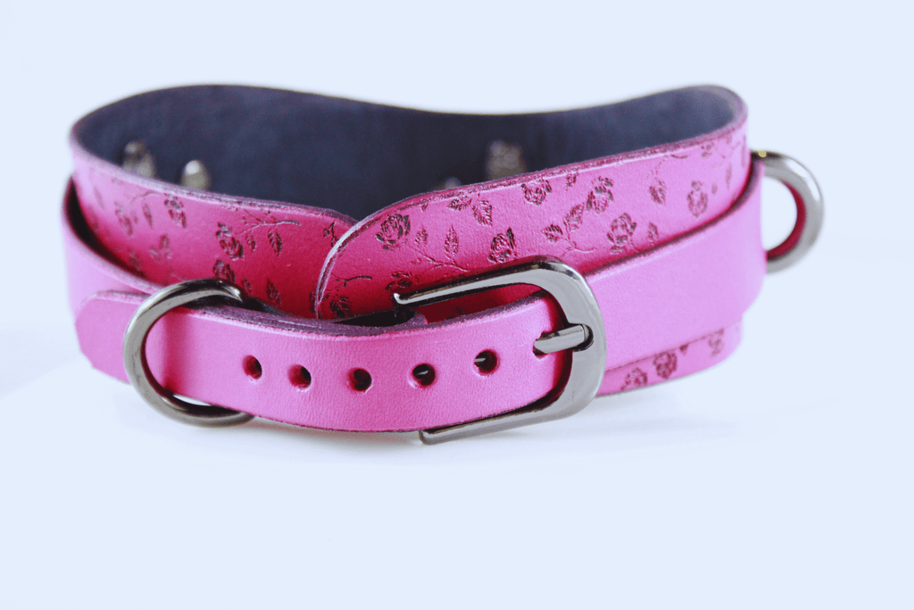 Rose Leather Submissive Collar – Discreet Day Collar for Sub Jewelry