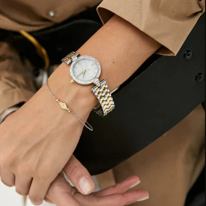 Just Cavalli Women's Silver & Gold Watch, White Dial | Jc1l159m0085