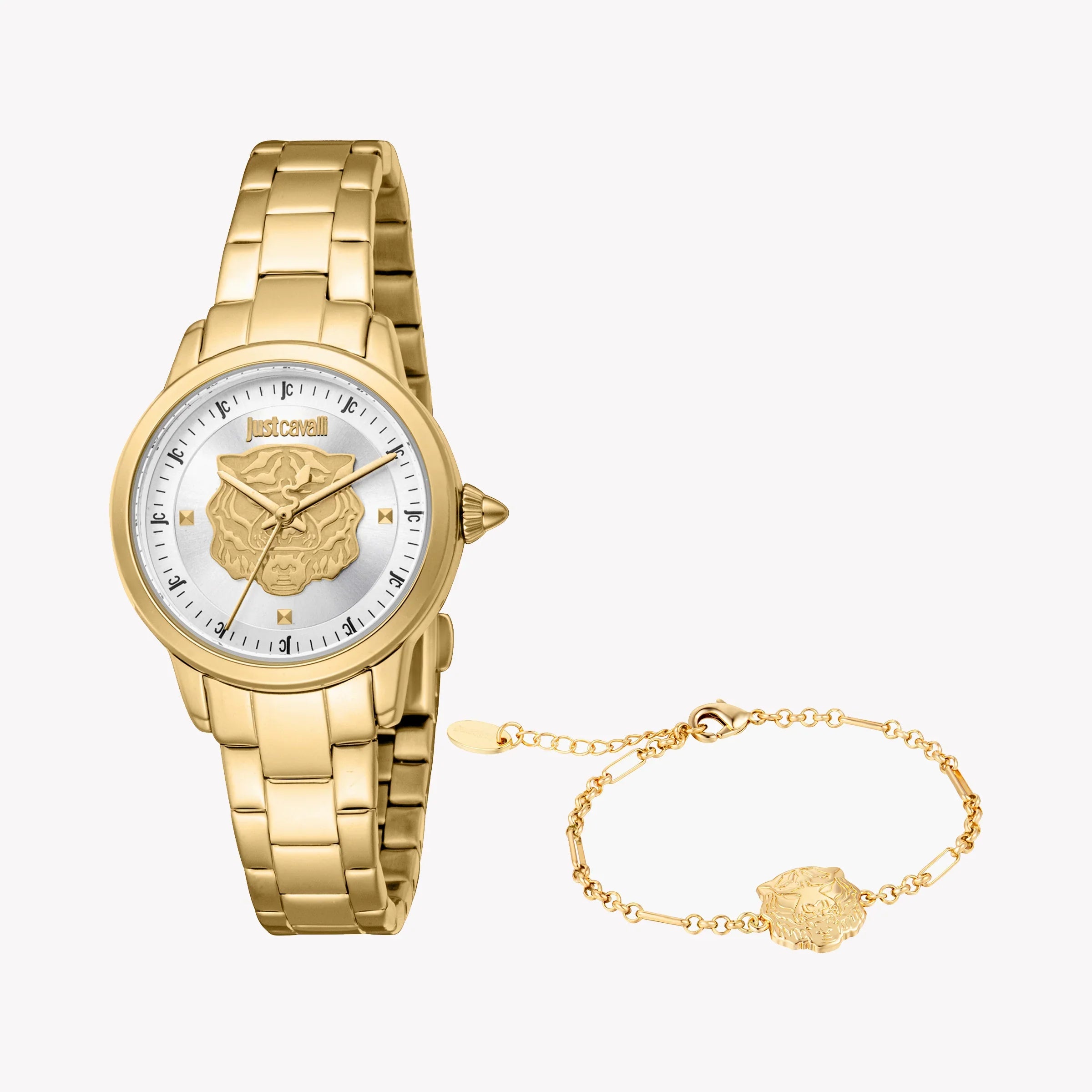 Just Cavalli Women's Gold Alloy Watch, Silver Dial | Jc1l334m0055
