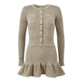 Golden Lurex Knit Chanel-Style Mini Dress for Women