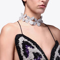 Romance Rhinestone Flower Choker Necklace for Women Dress Collar Neck Accessories Statement Crystal Necklace Chain Jewelry