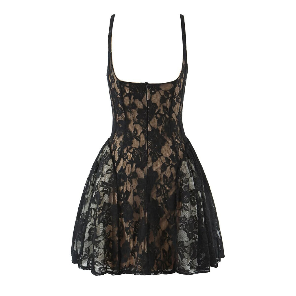 Light luxury camisole slimming low cut lace dress