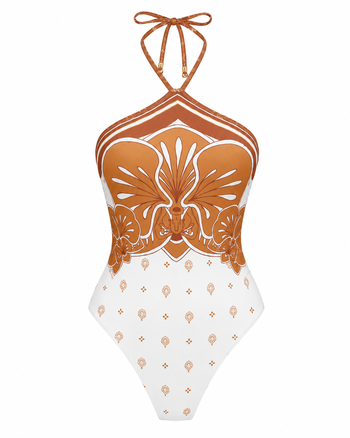 Audacious Floral Halter One-Piece Swimsuit-2