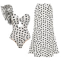 Vintage Swimsuit and Skirt 3D Bow-tie One Piece  Swimwear Women Bikini set  Bathing Suit Two-pieces beach dress Monokini