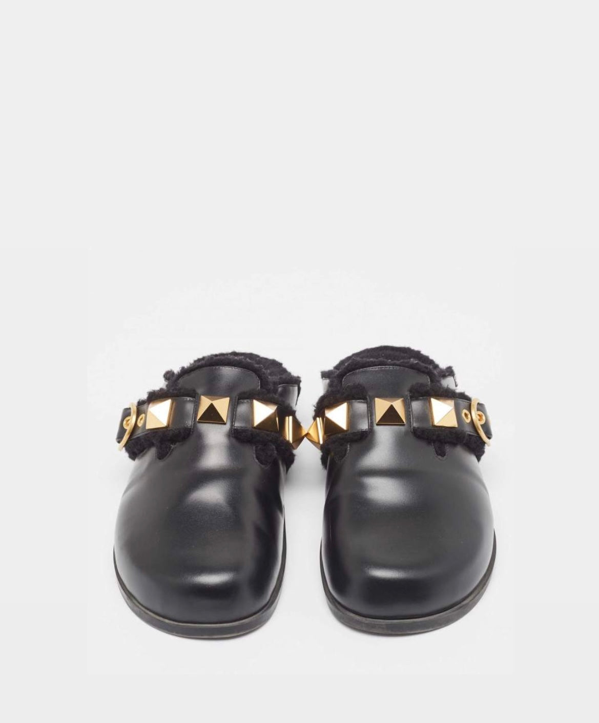 Leather Furry Mules