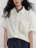 Loose Commute Shirt for Women Short Sleeve Casual Top with Rich Aesthetic