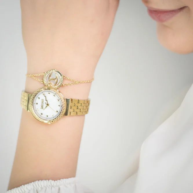 Just Cavalli Women's Gold Watch, White Mother-Of-Pearl Dial | Jc1l311m0025