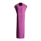 Women's fashionable and casual set consisting of a solid-color round-neck knitted top with a slit design and high-waisted straight-leg long pants