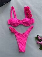Flower split bikini swimsuit