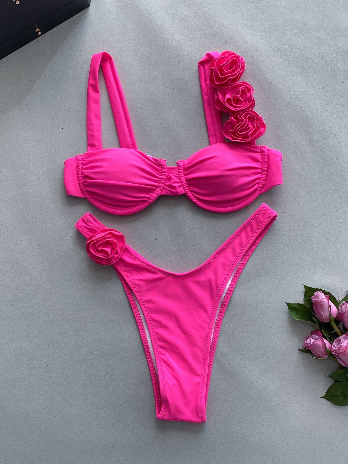 Flower split bikini swimsuit