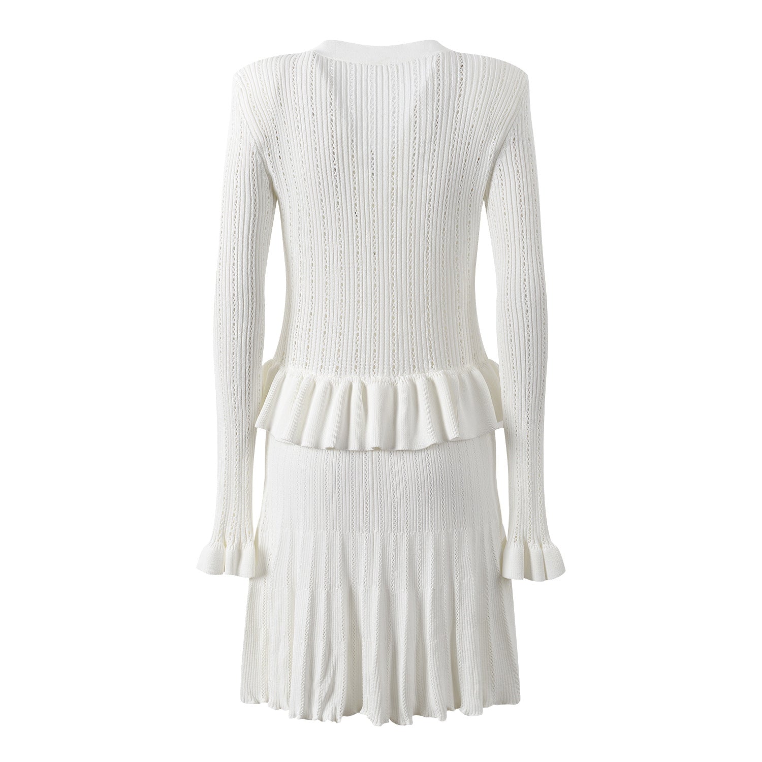 French socialite design with ruffle edge patchwork long sleeved dress for women slim fit and slimming short skirt