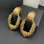 Top Quality Vintage Brass Plated 18K Gold Exaggerated Ear Clip Earrings Luxury Jewelry Woman Designer Brand Trend