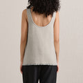 High-end Ramie Knit Women's Top Round Neck Strap Side Slit Design Fringe Sleeveless Blouse