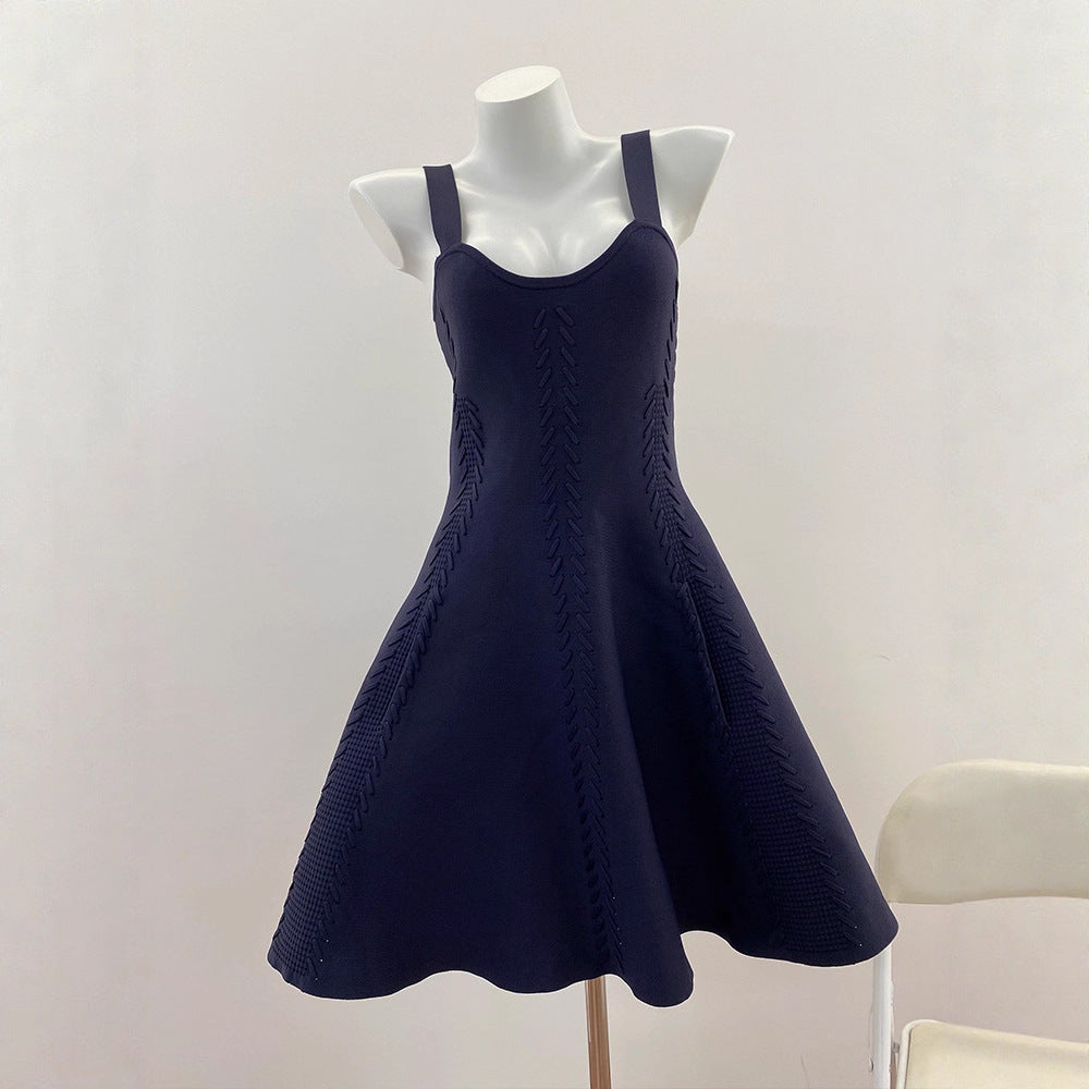 Belted Vintage Design Strap Dress + Short Sleeve Cardigan
