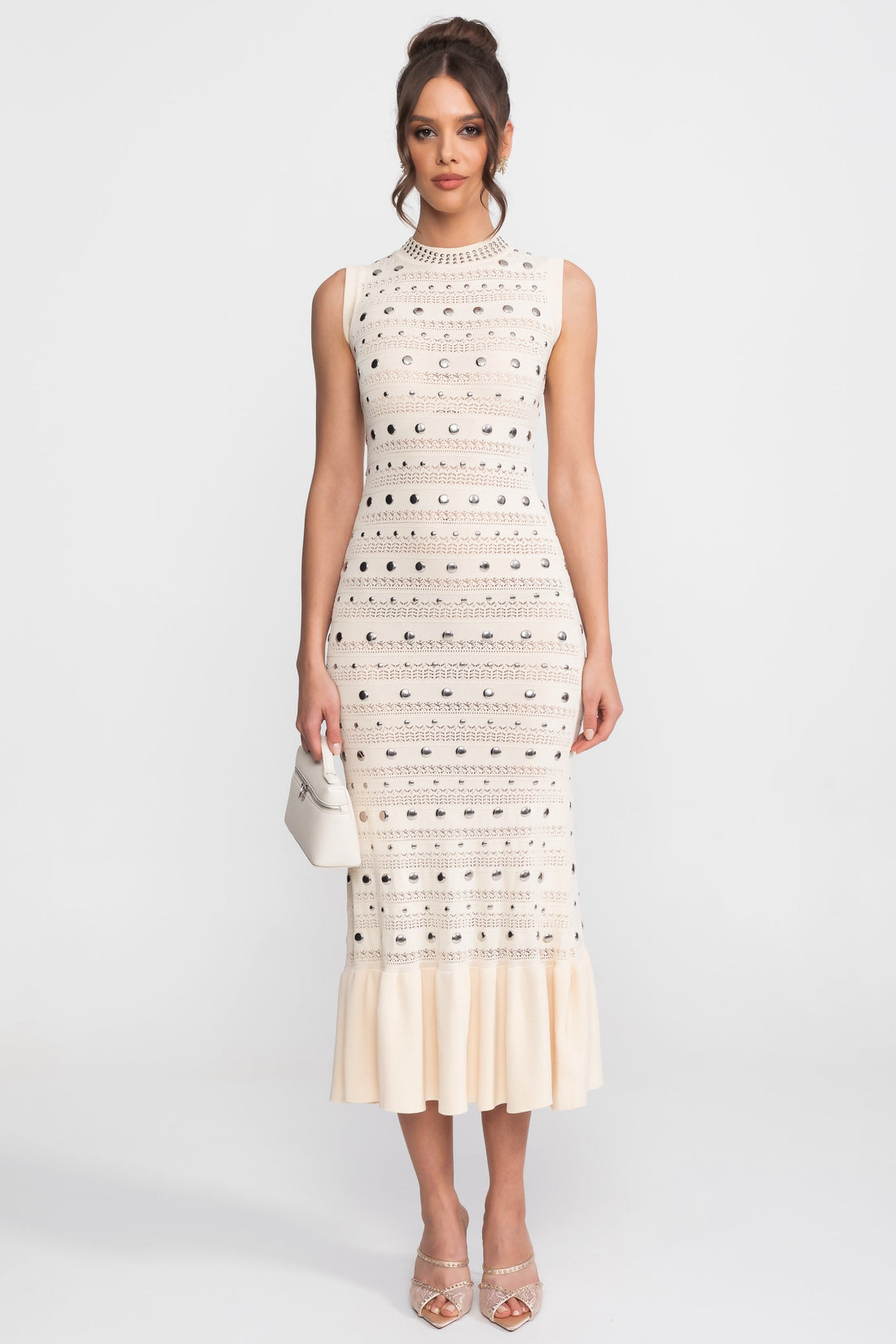 Stud Ruffle Hem Dress