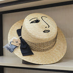 New Vintage Summer Fashion Lace Bow Wide Brim Nature Straw Sunhat Lady Korean Designer Boater Women Hats Fashionable Luxury Hat