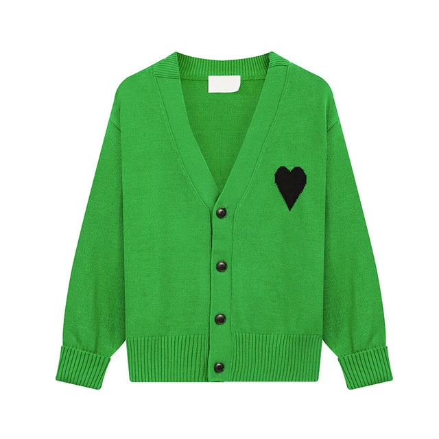 Y2k Sweaters Women Autumn Heart Embroidery Midnight Blue Cardigan Fashion Warm Loose Fit Lover Cotton Knitted Cardigans Mens top