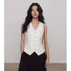Elegant and Sophisticated Summer Linen Lightweight VestV-Neck Casual, Versatile Sleeveless Top